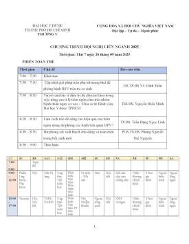 Chương trình dự kiến hội nghị Y học liên ngành lần thứ 4